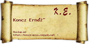 Koncz Ernő névjegykártya